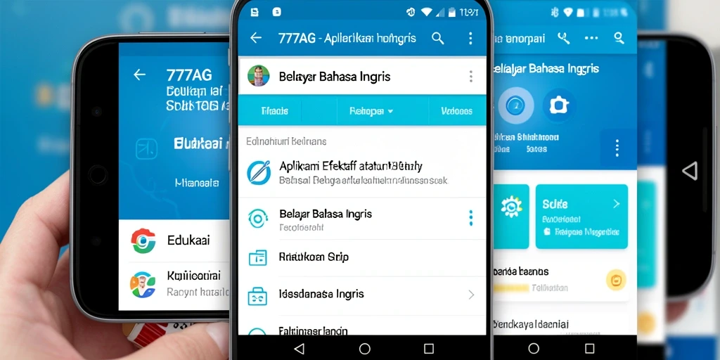 Antarmuka aplikasi belajar bahasa Inggris yang modern dan user-friendly.