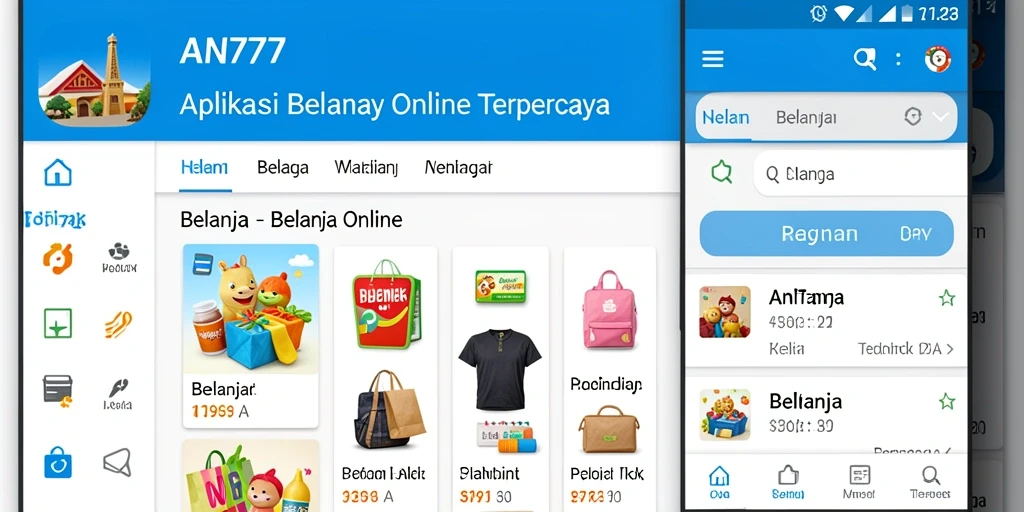 Tampilan antarmuka AN777 saat berbelanja online yang menarik.