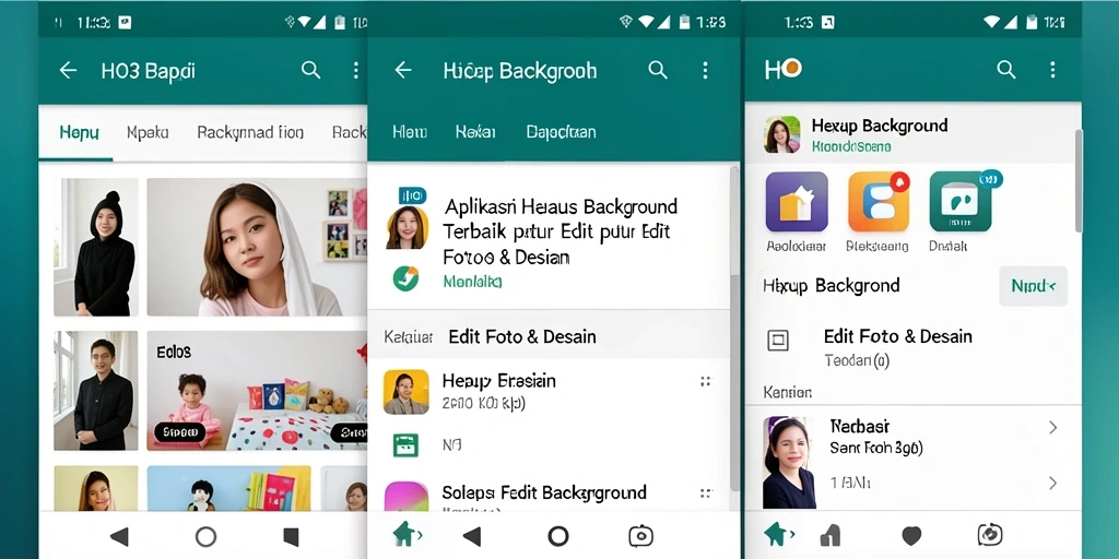 Antarmuka aplikasi HO3 yang sederhana dengan fitur Hapus Background.
