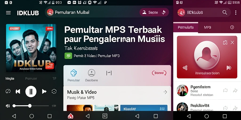 Antarmuka IDKLUB yang sederhana dan elegan untuk Pemutar MP3.