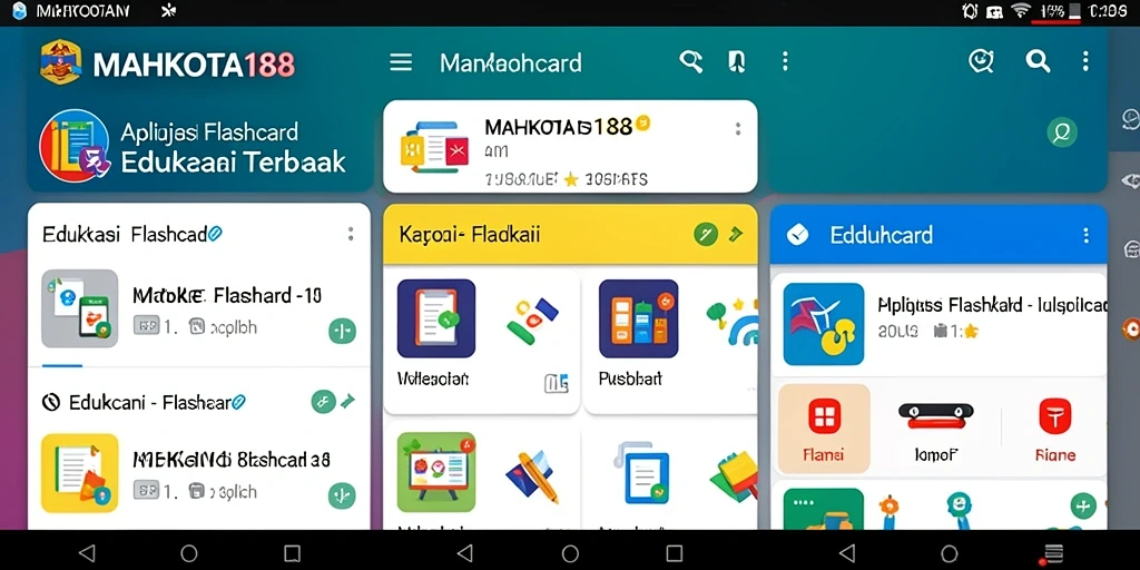 Tampilan antarmuka intuitif aplikasi MAHKOTA188 untuk belajar menggunakan flashcard.
