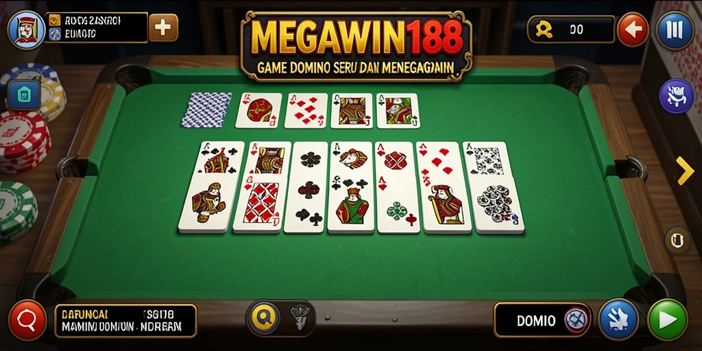 Antarmuka menarik dari game Domino MEGAWIN188 yang interaktif.