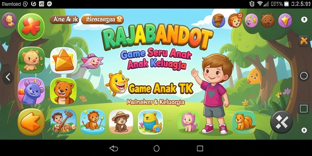 Tampilan antarmuka <strong>RAJABANDOT</strong> yang ceria dan edukatif.