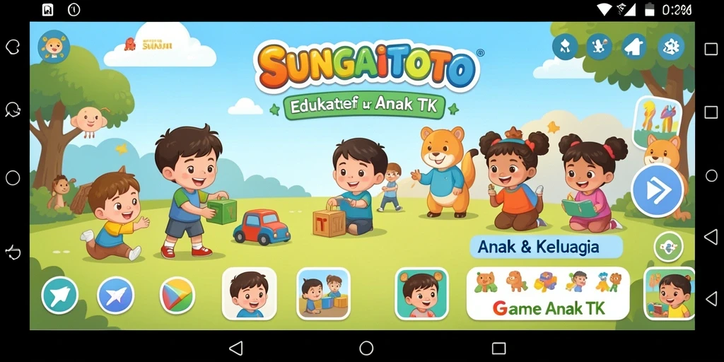 Tampilan antarmuka SUNGAITOTO yang menarik dan interaktif untuk anak.